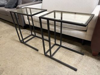 Glass Top Metal Sofa Tables (Set of 2)