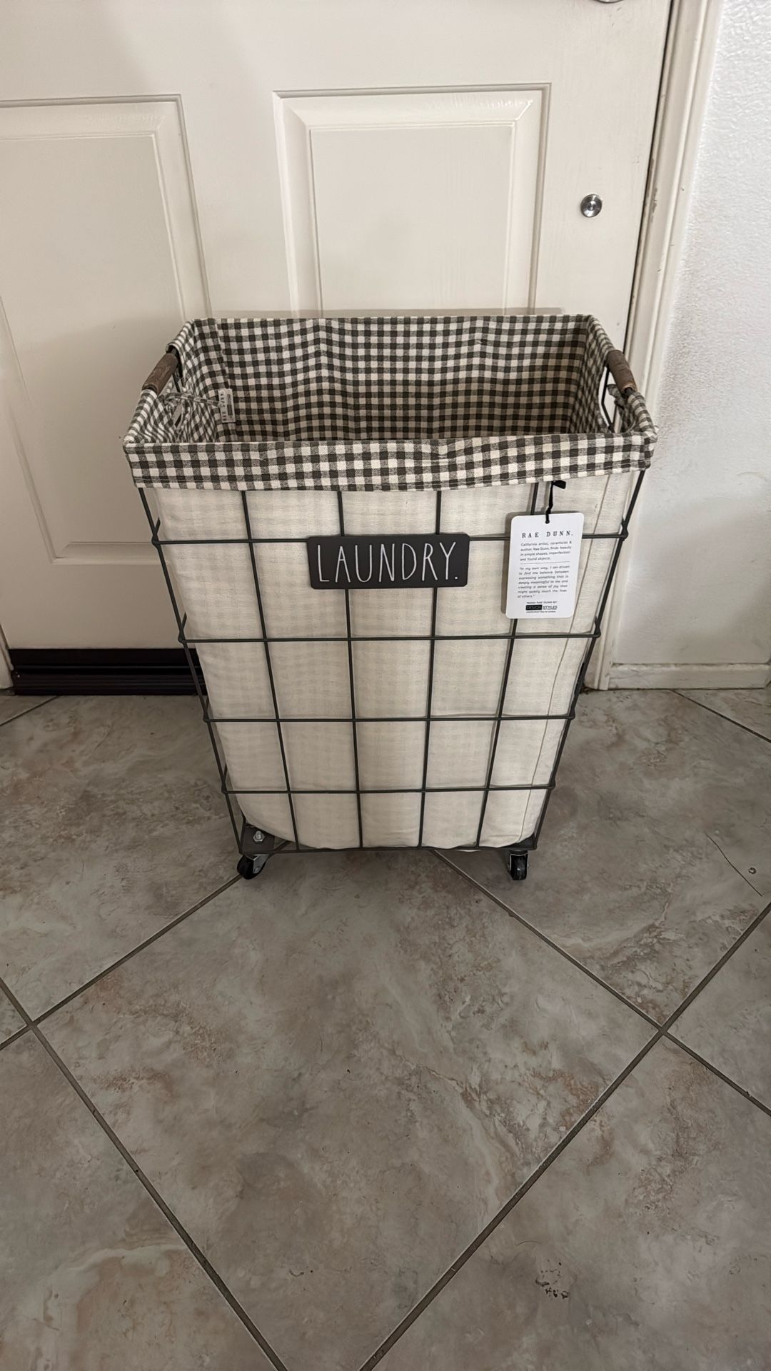 Rae Dunn Never Been Used Laundry Basket On Wheels