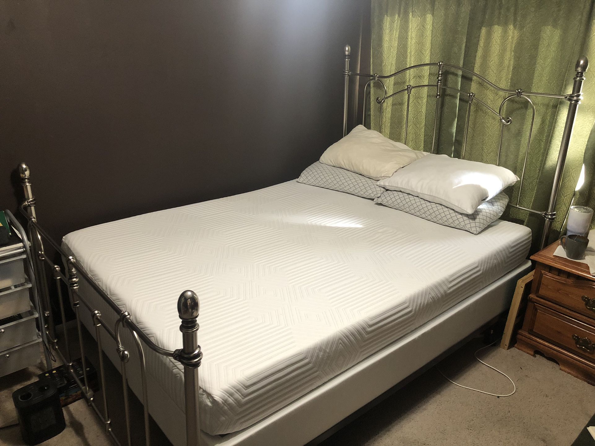 Queen Size Bed Frame With 8” Snug Mattress + Box springs 