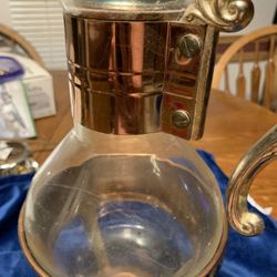 Vintage Copper And Brass Carafe Warmer Stand