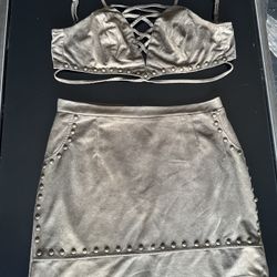 2 Piece Arm Green Skirt Set