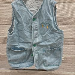 Girl’s jeans little girl vest denim sleeveless top shirt size 6  Comes from pet free smoke free home  Washed with detergent & sanitizer 