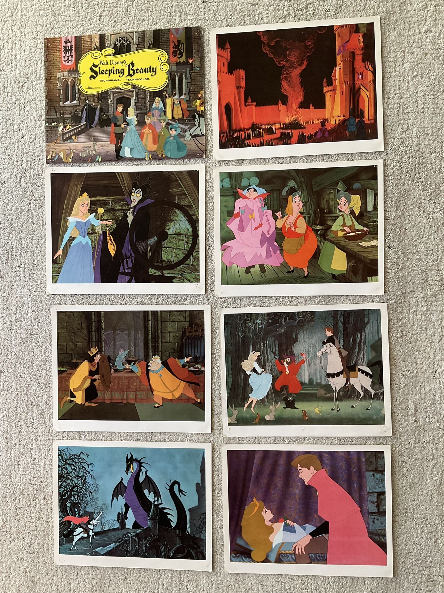 Original Vintage 1959 “Walt Disney’s Sleeping Beauty” Film Lobby Card Set of 8