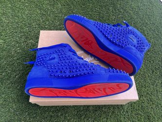 Blue suede shop red bottoms