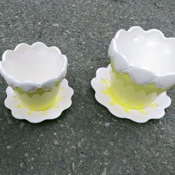 Two Small Ceramic Flower Pots