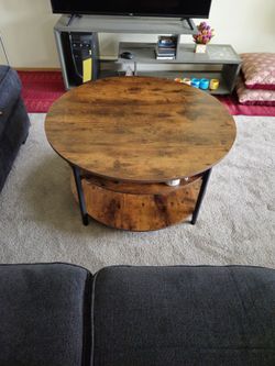 Lift Top Round Coffee Table for Living Room,Coffee Table with Storage and Hidden Compartment by 17 Stories