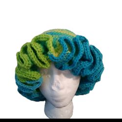 Green And Blue Ruffle Hat