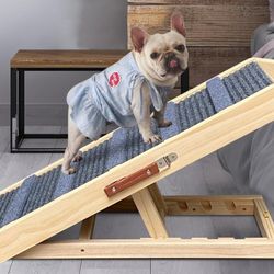 IKARE Dog Ramp for Bed, 31" Long Wooden Foldable Dog Steps, Portable Pet Ramp for Small Dogs & Cats, Cat Ramp, Dog Ramps for Couch, Sofa, Car