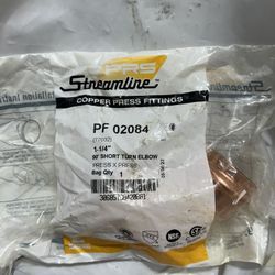 1 1/4” 90’ Short Turn Elbow Copper Press X Press Fitting Nuevos  11 Unidades 