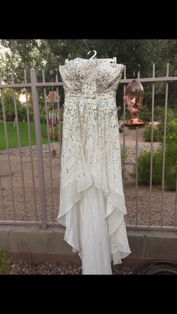 White Sequin Prom Dress