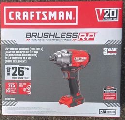 Craftsman V20 Brushless 1/2" Impact Wrench Tool Only