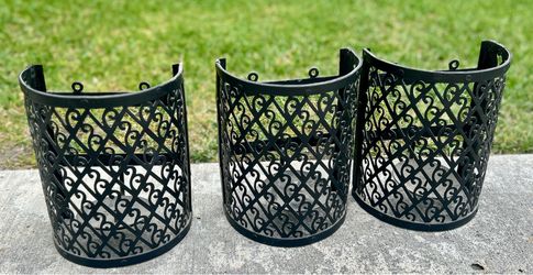 3 black metal wall sconces