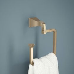 Delta Dryden Wall Mount Square Open Towel Ring Bath Hardware Accessory in Champagne Bronze