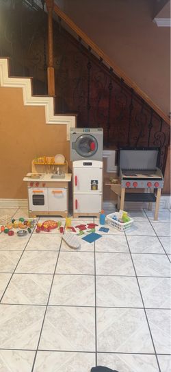 Hape Kids Grill, Fridge, Kitchen, Washer, Cleaning Set, & Laundry Set