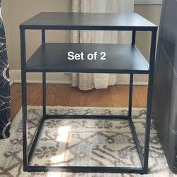Black Metal Modern Side Tables, Set Of 2