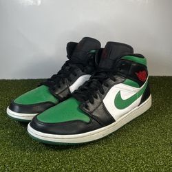 Nike Air Jordan 1 Mid "Green Toe" 2019 554724–067 Mens Sneakers Size 11.5