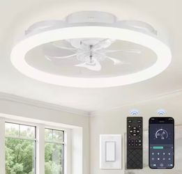 20 in. Smart Indoor White Low Profile Ceiling Fan