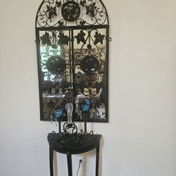 Vintage Cast Iron Garden Mirror 