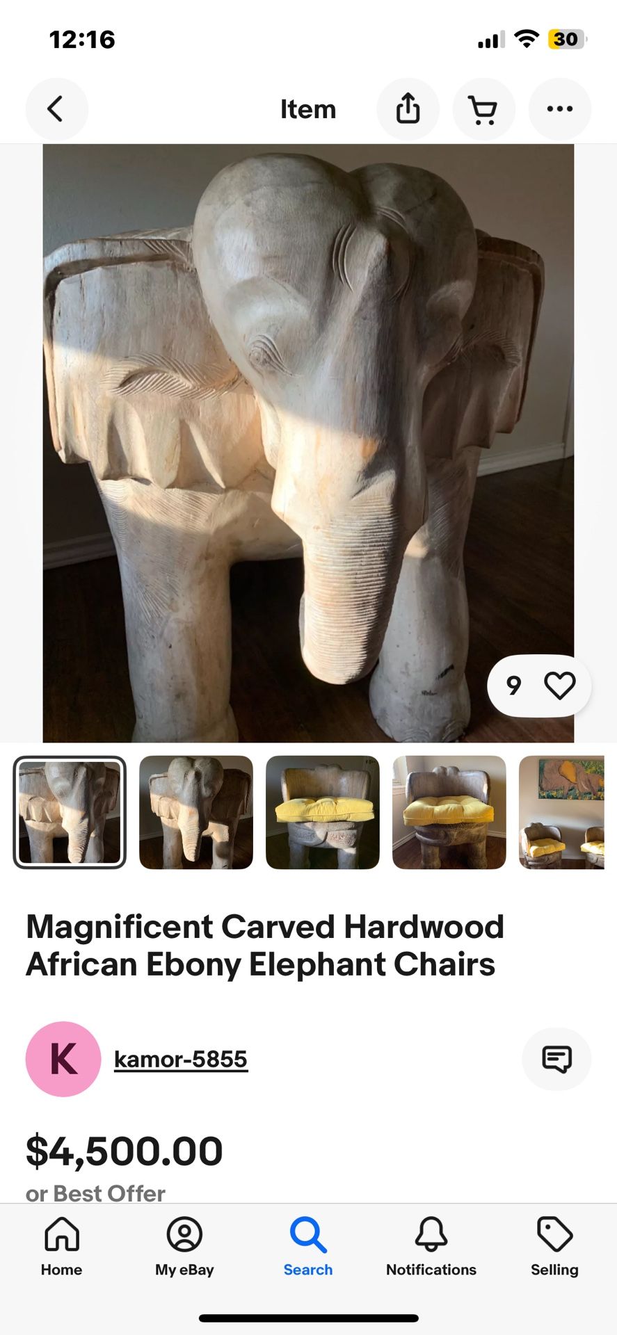 Rare Vintage Antique Elephant Chair