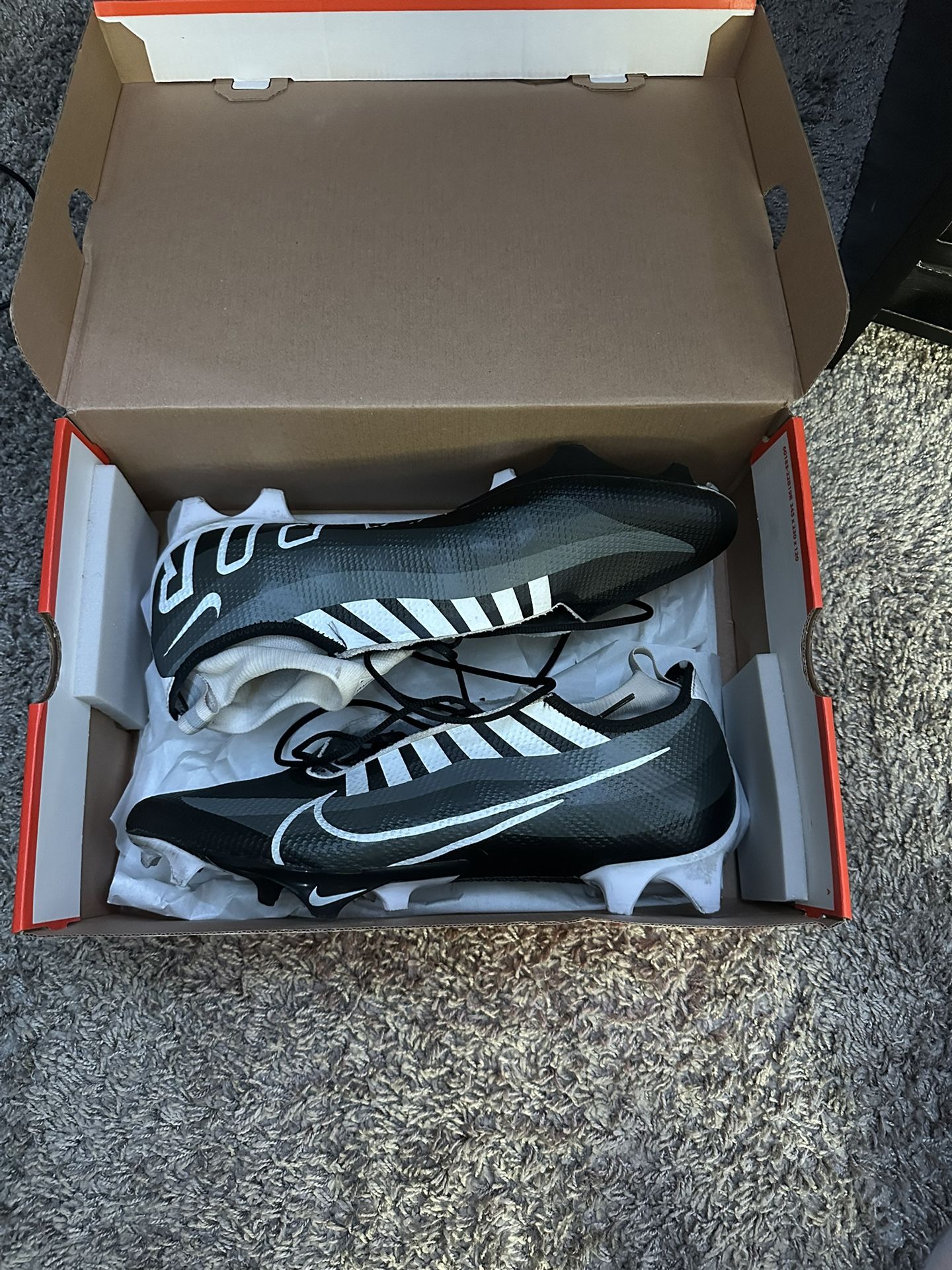 Black/Grey/White Nike cleats Size 12