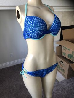 Extra large swim wear two piece bikini blue and teal