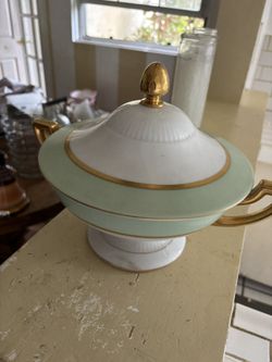 Antique Serving Bowl - Gilded Ceramic