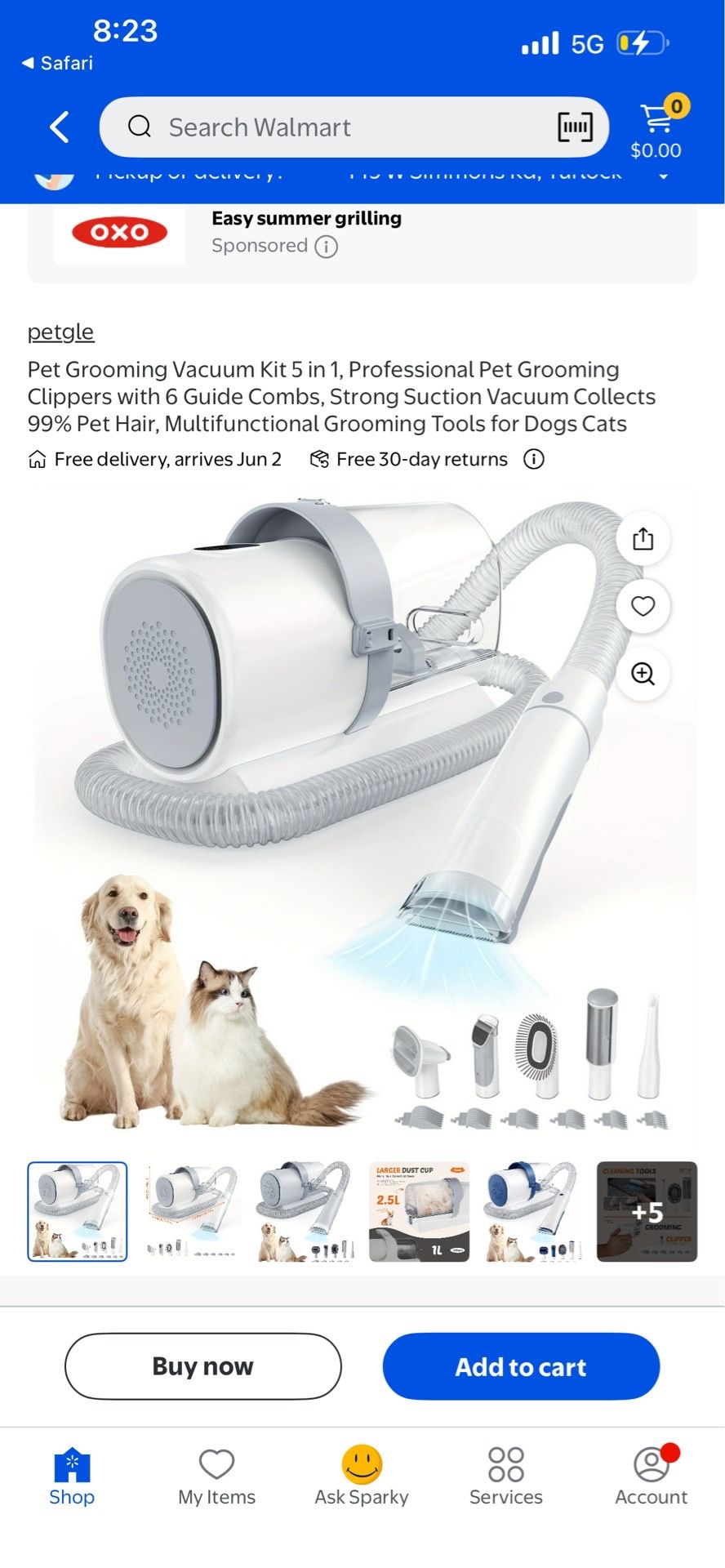 Pet Grooming Vacuum Kit 5 in 1