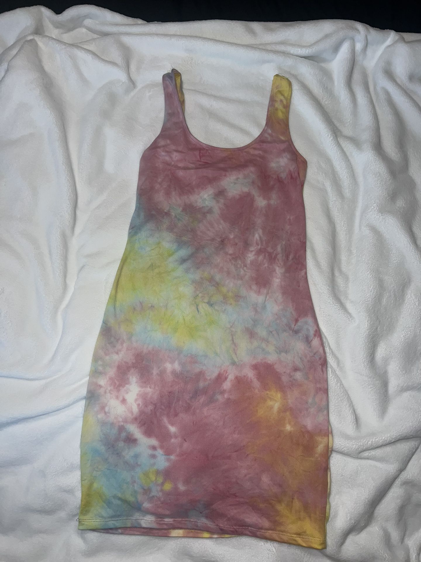 Pink and yellow tie-dye mini dress Size S