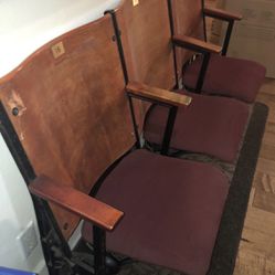 RARE ANTIQUE - 1850’s - 3 THEATER CHAIRS FROM THE COOPER UNION HALL, NEW YORK