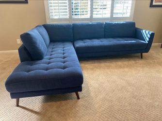 Dark Blue Mid Century Modern Sectional Sofa from Living Spaces