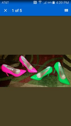2 pairs Qupid high heels bright green and pink