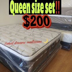 Queen Size Euro Pillow Top Mattress With Box Spring Included