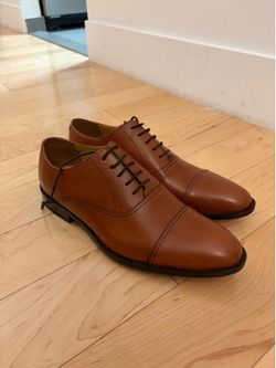 Charles Tyrwhitt Leather Oxford Cap Toe Dress Shoes Tan Brown Mens Size 10