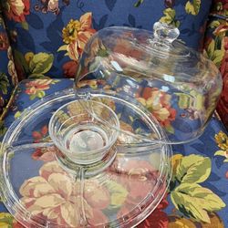 Vintage Glass Serving Domes with Platters – 2 Sets + Bonus Base