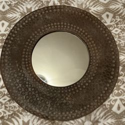  Round frame Accent Mirror, Hammered Style Terracotta Finish