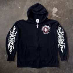 Vintage Y2K Avirex Thermal Hoodie With Sleeve Hits