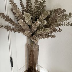 Glass Floor Vase - with Flowers