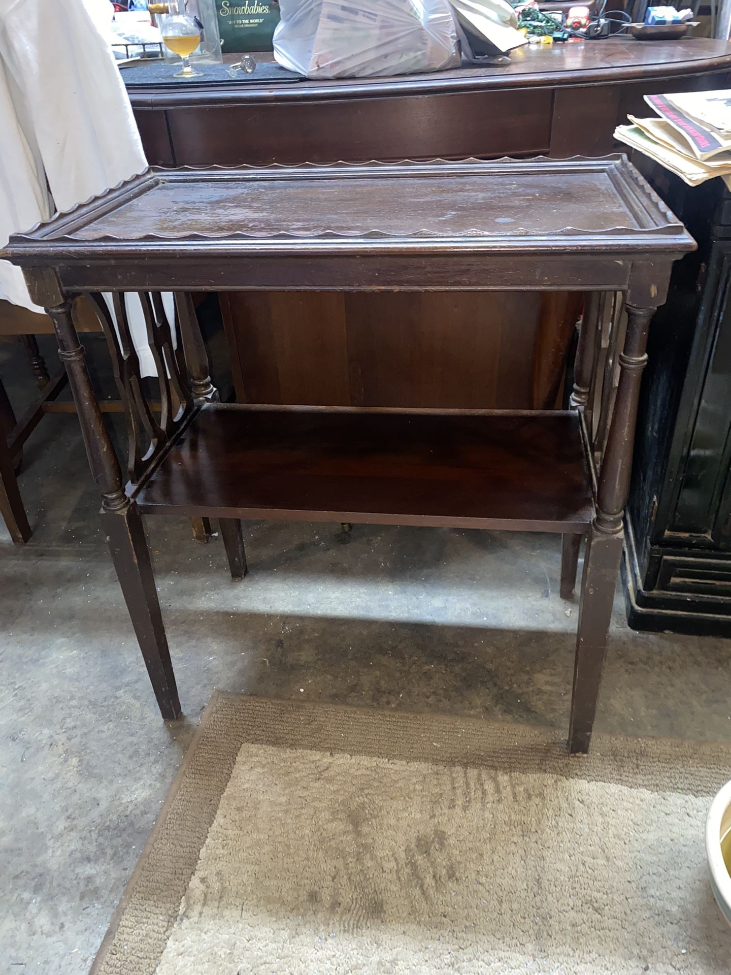 Antique Solid Wood End Table 