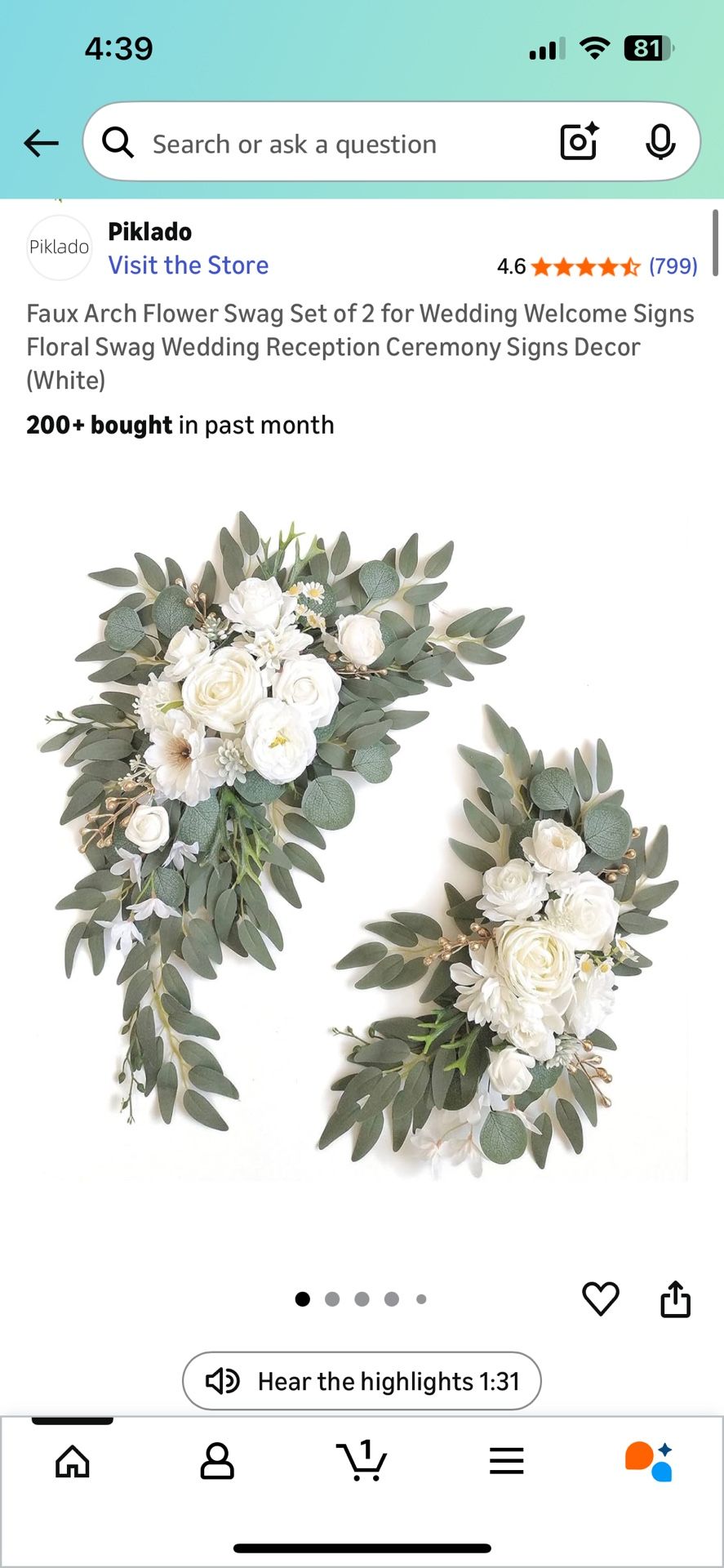Wedding Swag Flowers