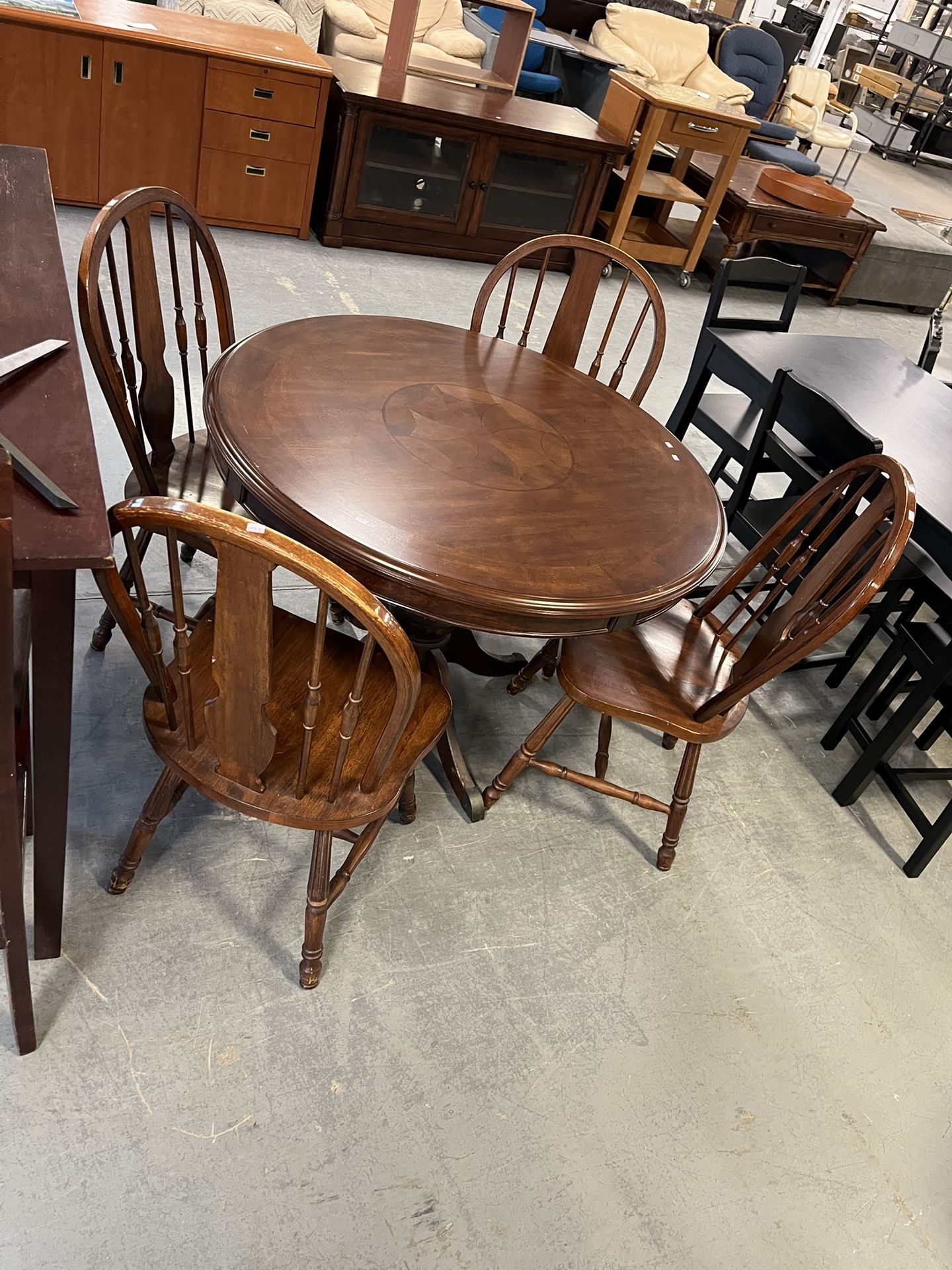 Round Wood Dining Table And Chairs Set (in Store)