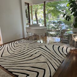 8x10 Brand New Black And White Modern Thick Rug 