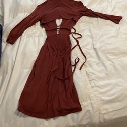 Burgundy Fashion Nova Holiday Dress $20