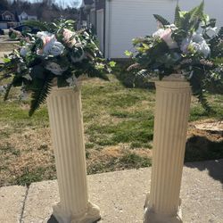 Roman Bases With Floral Arrangements