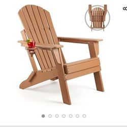 Juego de 2 sillas plegables Adirondack para fogata, sillas Adirondack de plástico, resistentes a la intemperie con soporte para tazas, sillas Adironda