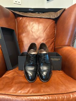 Allen Edmonds Black Cap-Toe Boulevard Oxford Dress Shoes