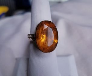 Antique citrine and sterling silver ring, size 7