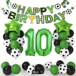 10Th Birthday Soccer Balloons Arch, Soccer Garland Kit with Green Number, Soccer Theme Party Decorations