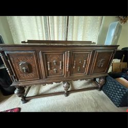 FOR SALE: Antique Carved Wood Buffet / Sideboard