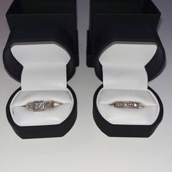 **NEW** Women Diamond Wedding Ring + Band Set 10K Yellow Gold 1/2 CTW - SIZE 7