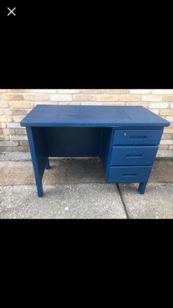 Solid wood blue desk